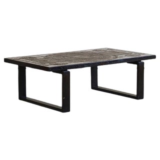 Mid-Century Danish Rectangular Coffee Table in Oak and Stoneware by Ox Art for Trioh, 1970 For Sale