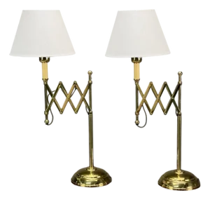 Pair of American Modern, Polished Brass, Adjustable Table Lamps, Usa, 1980s