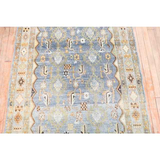 Antique Zabihi Collection Rare Wide Long Green Persian Malayer Runner - 3'8" x 17'8" For Sale - Image 4 of 9