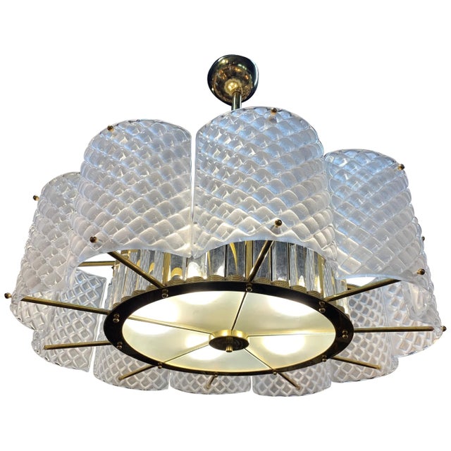 Metal Modern Murano Glass Chandelier For Sale - Image 7 of 7