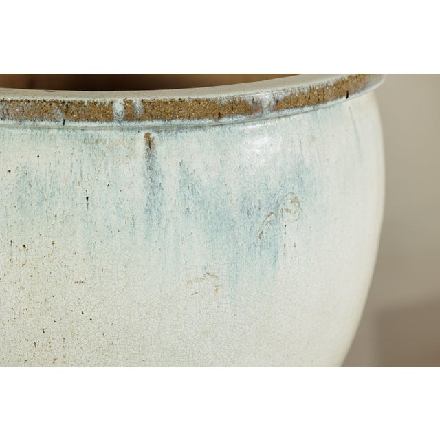 Large Mid-20th Century Chinese Crackle-Glazed Ceramic Planter in Soft White For Sale - Image 11 of 18
