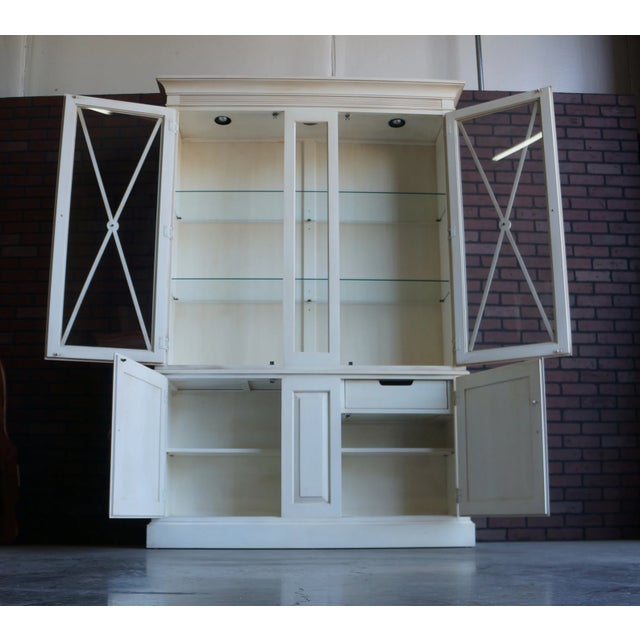 Linen Ethan Allen Swedish Home Tall Display Cabinet For Sale - Image 8 of 9