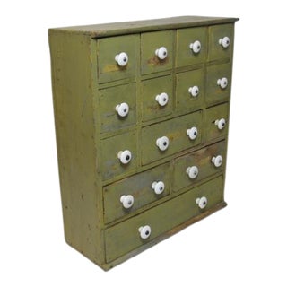 Antique Rustic Painted Spice or Apothecary Cabinet For Sale