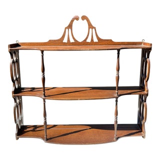 Vintage American Classical Mahogany Two Tiles Display Wooden Shelf For Sale