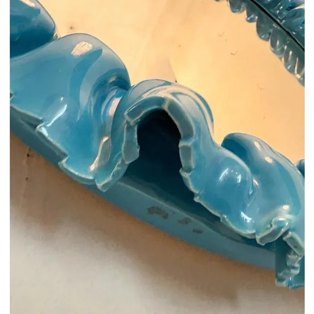 Mid-Century Blue Ceramic Wall Mirror by Fausto Melotti - Italy 1950s This piece is attributed to the mentioned...