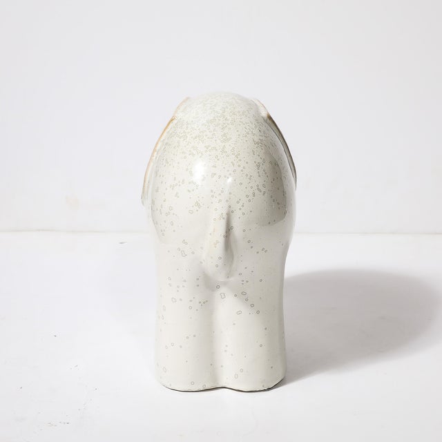 1970s Mid-Century Modernist Off White Glazed Terracotta Elephant Sculpture For Sale - Image 5 of 11