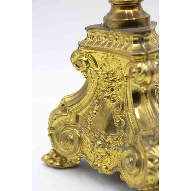 Italian Baroque Style Candlesticks, 19th Century, Set of 2 For Sale - Image 3 of 8