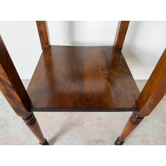 Vintage Traditional Walnut Two-Tier Side Table With Turned Legs For Sale - Image 9 of 12