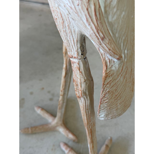 Vintage Carved Wood Crane Coastal Bird Floor Sculpture For Sale - Image 4 of 12