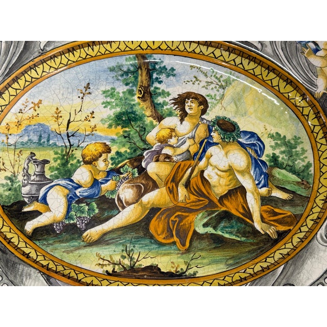 Massive Early 20th Century Italian Majolica Bacchanalian Scene Platter For Sale - Image 11 of 18