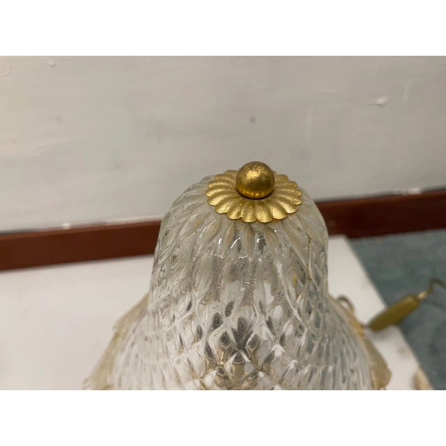Gold Venetian Murano Glass Table Lamps, 1980s, Set of 2 For Sale - Image 8 of 12