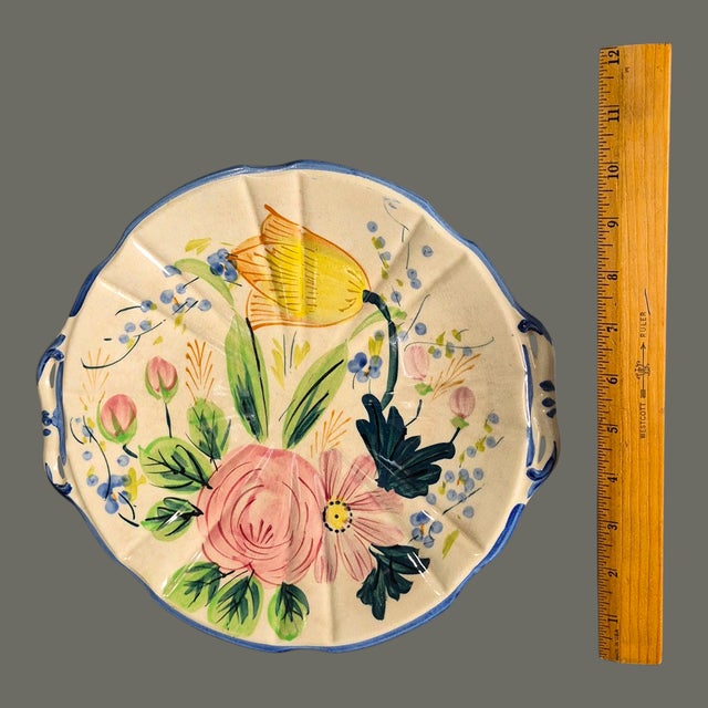 Vintage Hand Painted Floral Made in Japan Serving Platter For Sale - Image 4 of 8