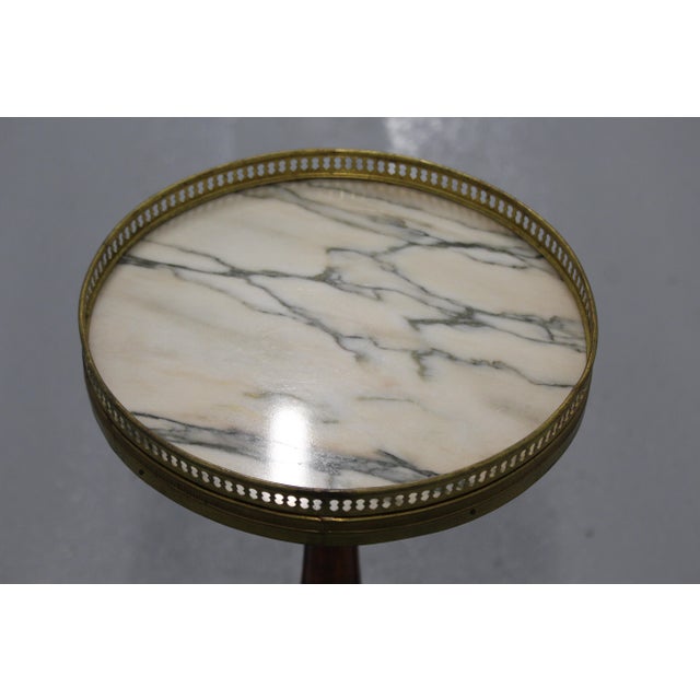 French Side Table Round White Marble Top Wood base Bedside table Nightstand Sofa End table Cocktail table Coffee French...