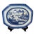 Antique Chinese Canton Large Platter Export Porcelain Blue & White 17"x13” With Wood Display Stand For Sale