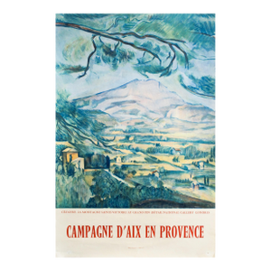 1950's French Exhibition Original Poster - Campagne d'Aix en Provence, La Montagne Saint-Victoire Au Grand Pin - Cézanne