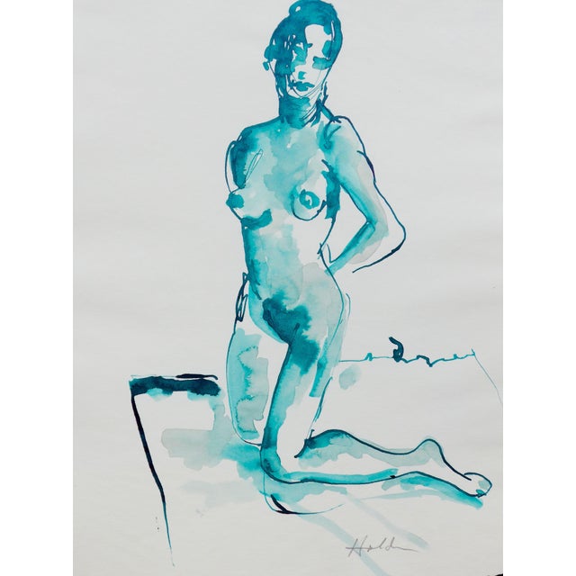 Martha Holden Contemporary Ink Drawing of a Nude For Sale