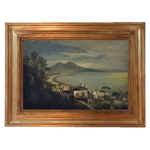 Ettore Ferrante, Italian Landscape Painting, Naples, Posillipo School, Oil on Canvas, Framed For Sale
