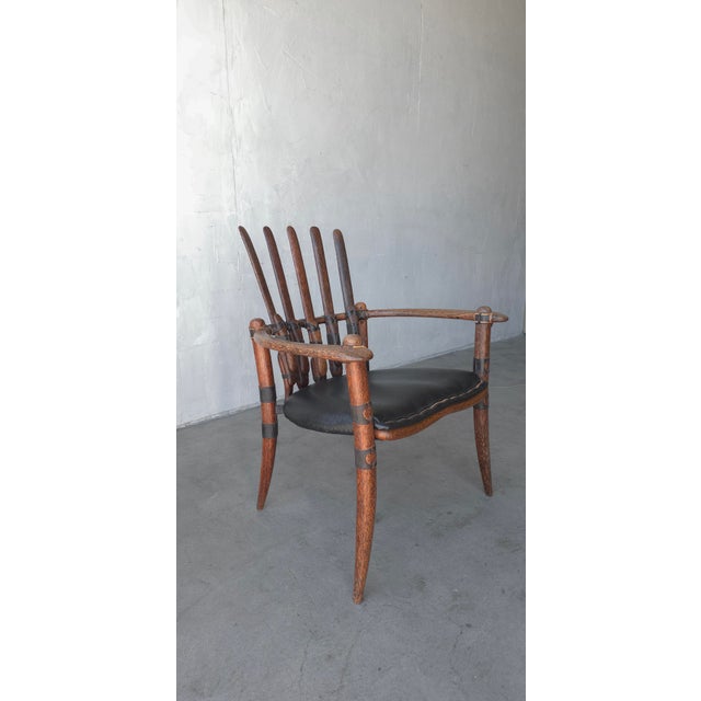 Pacific Green Palmwood and Leather Mendi Chair by Pacific Green For Sale - Image 4 of 9