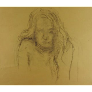 Charcoal Portrait Study & Nude 2 Drawing in 1 For Sale