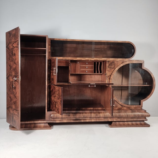 Brown Art Deco Display Sideboard, 1940s For Sale - Image 8 of 10
