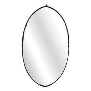 Italian Mid-Century Wall Mirror with Brass Frame and Glass, 1970s For Sale