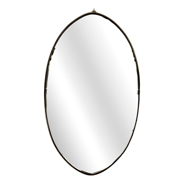 Italian Mid-Century Wall Mirror with Brass Frame and Glass, 1970s For Sale