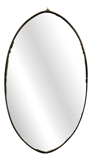 Italian Mid-Century Wall Mirror with Brass Frame and Glass, 1970s