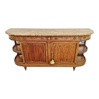 Antique French Mahogany & Marble Top Sideboard Buffet Server For Sale