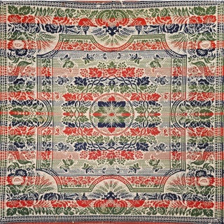 Mid-19th Century American Jacquard Coverlet With Floral & Bird Design For Sale