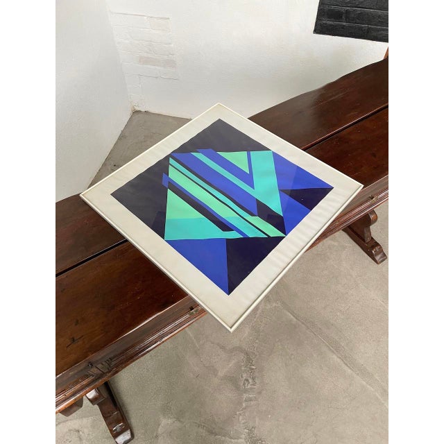 Blue After Vasarely, Composition, 1970s, Lithograph For Sale - Image 8 of 12