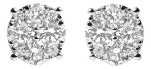 14K White Gold 2.00 Cttw Lab Grown Diamond Cluster Stud Earrings (G-H Color, VS1-VS2 Clarity)