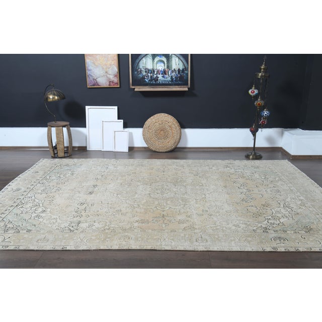 Folk Art 1970s Vintage Persian Handmade Wool Cotton Orange Area Rug For Sale - Image 3 of 11