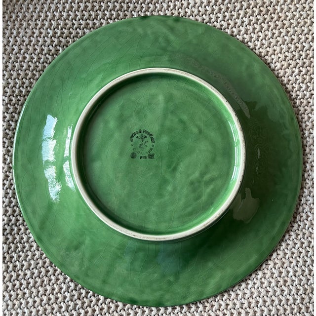 Bordallo Pinheiro Vintage Bordallo Pinheiro 13" Grape Leaves Majolica Platter For Sale - Image 4 of 8