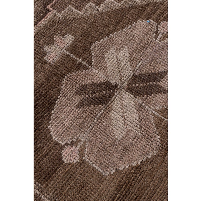 Textile Vintage Circa 1940 Brown Turkish Oushak Hand Knotted Wool Rug 7ft 10in X 12ft 6in For Sale - Image 7 of 14