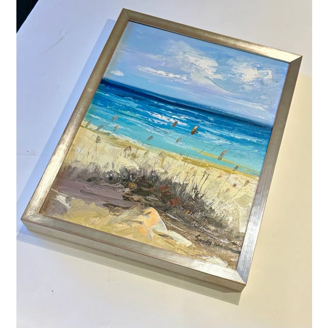 Contemporary Contemporary Dune Seascape Scene by Seibene, Original Oil on Canvas, Framed For Sale - Image 3 of 4