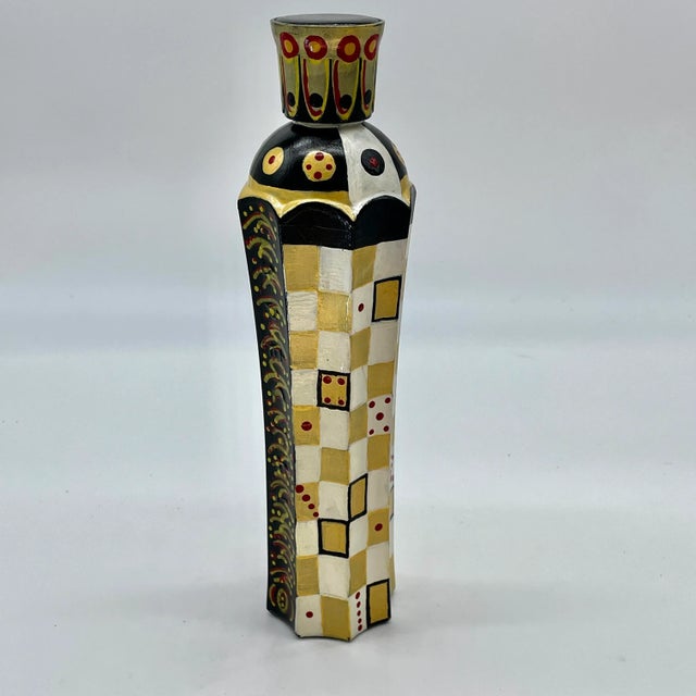 2020s Contemporary Mackenzie Childs Style Black and White Glass Bottle Vase For Sale - Image 5 of 11