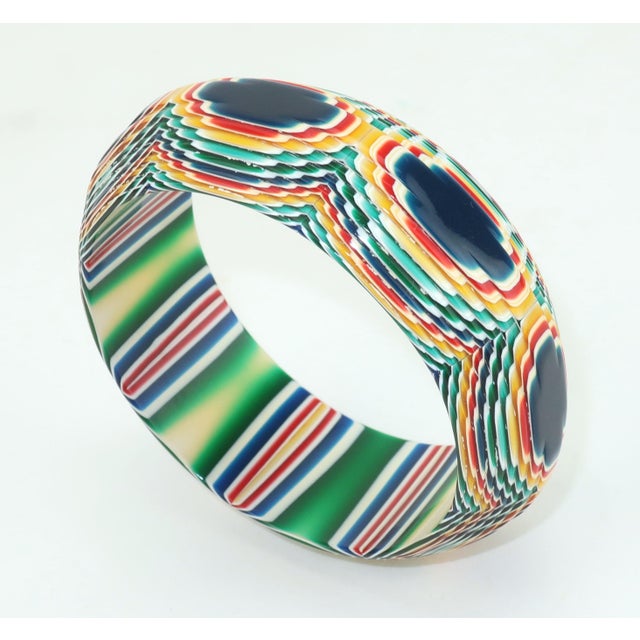 1970s Lea Stein French Fused Plastic Op Art Bangle Bracelet, c.1970 For Sale - Image 5 of 13