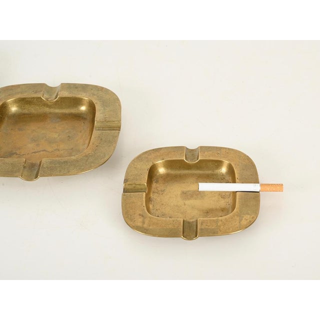 Italian Sculptural Brass Ashtrays by Carl Auböck, 1970s, Set of 3 For Sale - Image 6 of 15