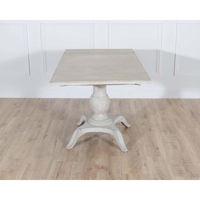 Wood Swedish Painted Pedestal Drop-Leaf Table, circa 1880 For Sale - Image 7 of 11