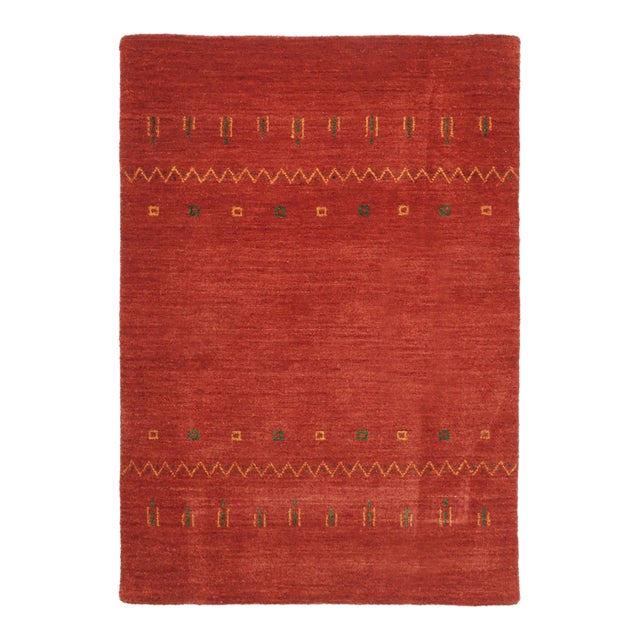 Contemporary Geometric Red Wool Gift-Sized Rug by Rug & Kilim, India For Sale