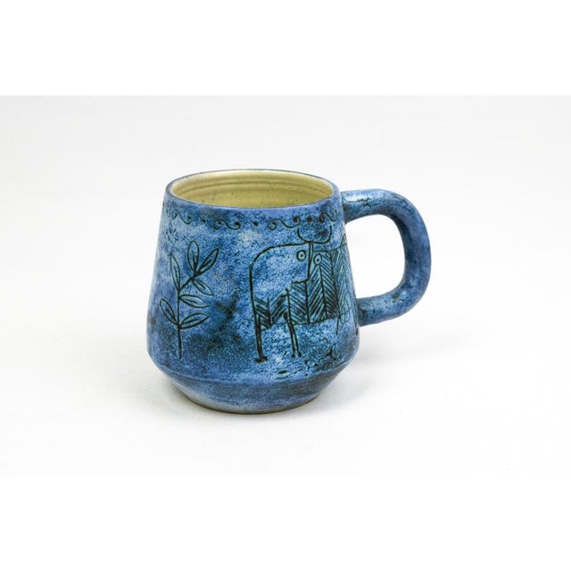 Black Mid-Century Earthenware Cup with Sgraffito Decoration of Fantastic Animals by Jacques Blin, France, 1960s For Sale - Image 8 of 13