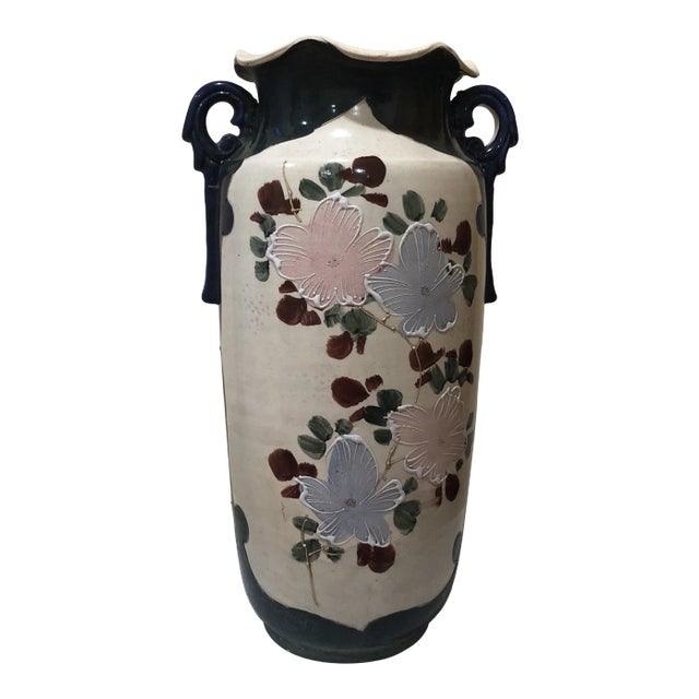 Antique Early 20th Century Chinese Hand-Painted Floor Vase For Sale