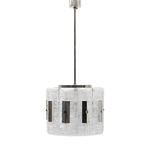 Crystal Glass Pendant Light from Kaiser Leuchten, Germany, 1960s For Sale