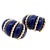 1960 Estate Blue Agate & 14K Gold Ribbed Clip-On Earrings For Sale - Image 9 of 9