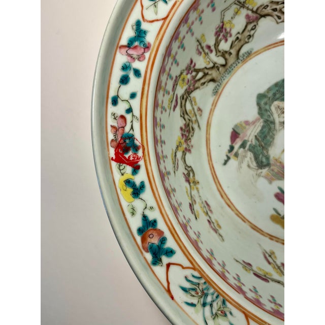 Circa 1915-1920 Early Republic Chinese Kanghxi Style Big Porcelain Bowl 13.5"d For Sale - Image 10 of 14