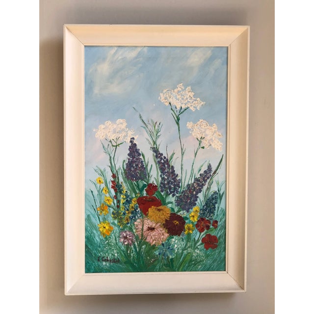 Original Acrylic Wild Flowers on Canvas, Framed For Sale - Image 4 of 11