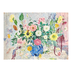 Samuel Rothbort, Large Bold Modernist Floral Bouquet Impasto Oil Painting Flowers Samuel Rothbort, c.1940's-1950's