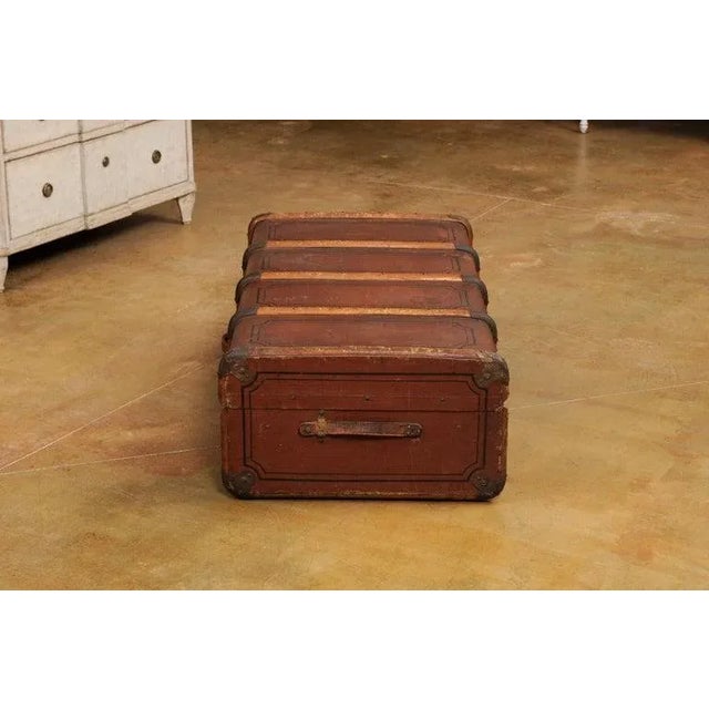 20th Century Italian Leather, Wood and Brass Travel Trunk For Sale - Image 12 of 12