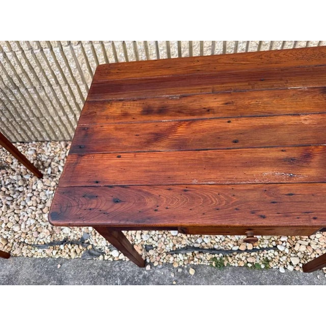 Vintage Early American Primitive Shaker Style Rustic Farmhouse Work Table For Sale - Image 4 of 11