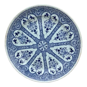 19th Century French Blue & White Faience Dinner Plate Sarreguemines